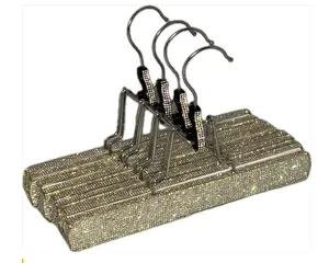 Michele Krysmari Luxury Hair Extension Hanger Set Rhinestone Bling Storage Clips for Bundles Wefts & Wigs Set of 4 Glam Colors Crystal Ice Silver Sparkle Organiser Hook Plastic Room Hanging