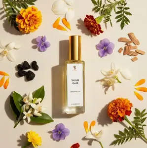 Scented Brown Rose Glow Body Oil - Vanilla, Bergamot, Neroli Infused Hydrating Skin-Nourishing Body Care Moisturizer for Daily Use