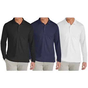3-Pack Men's Long Sleeve Polo Shirts