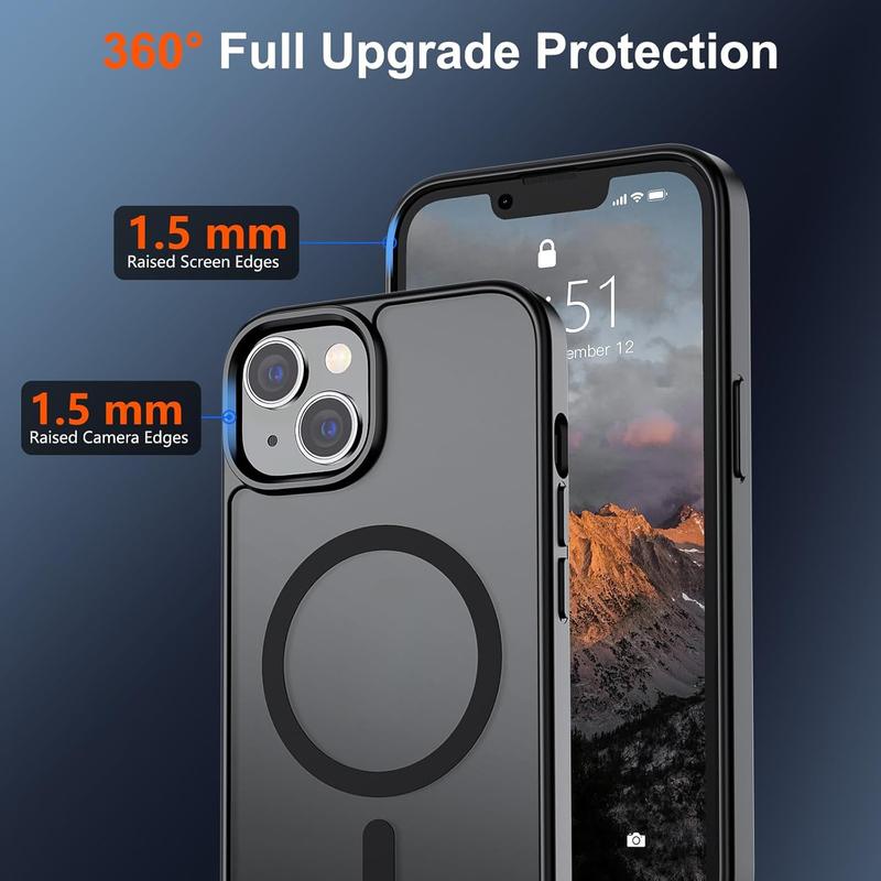 Magnetic Phone case for iPhone 17/16/15/14 Plus/13/12 Pro Max Case Military Grade Drop Protective Phone Cases (Compatible with MagSafe)(10 FT Military Grade Drop Protection) Slim Translucent Matte Shockproof Phone Cover for iPhone Pro Max
