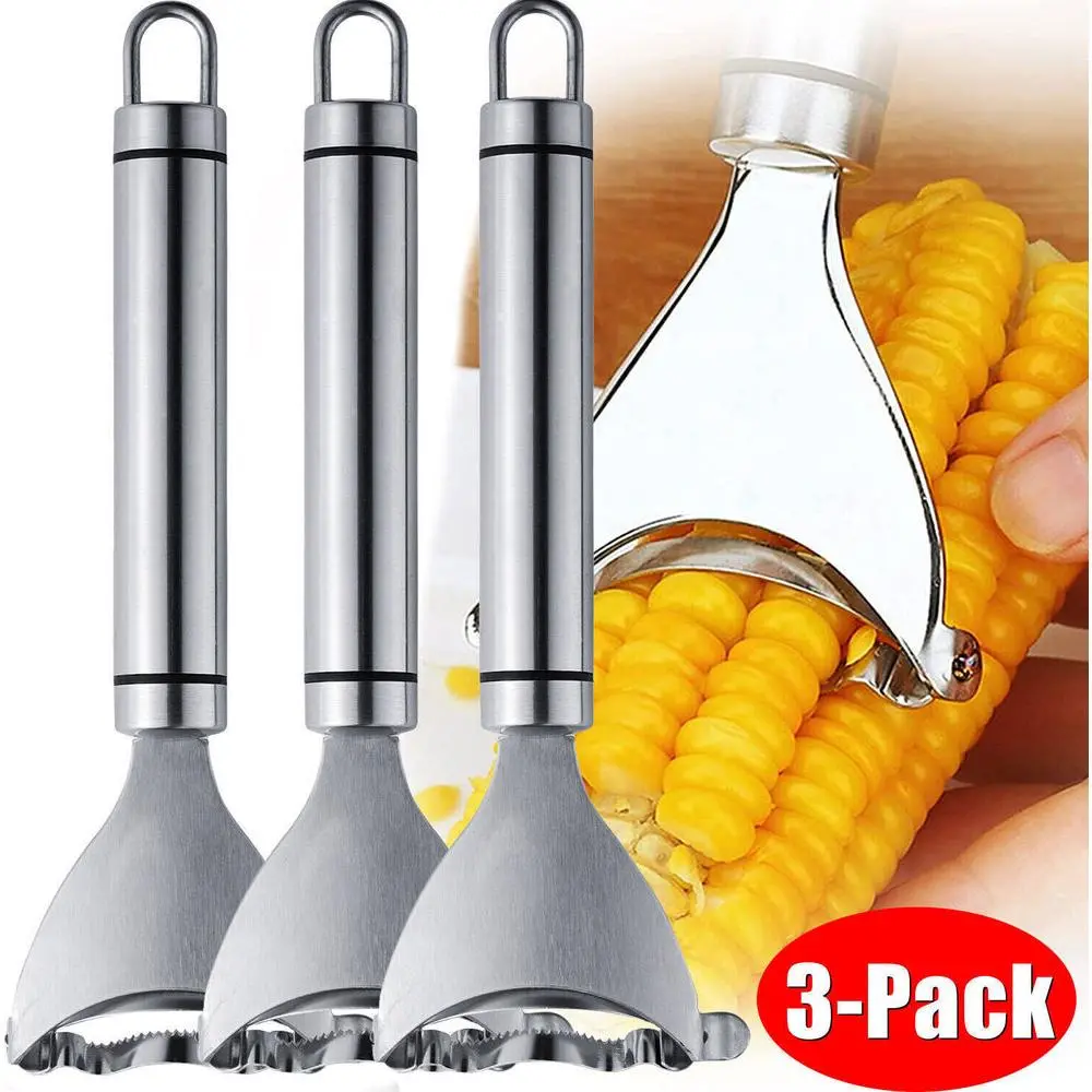 3PCS Stainless Steel Corn Cutter Peeler Stripper - Multi-Functional Kitchen Utensil with Cheese Grater, Grater And Peeler