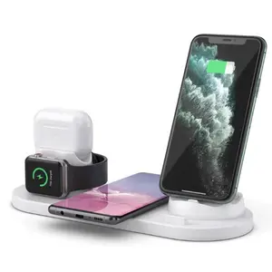 6 in 1 Wireless Charger Dock Station for IPhone/Android/Type-C USB Phones 15W Fast Charging Apple Watch AirPods Pro