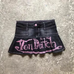Trend fashion Women's retro Y2K style low-waist denim mini skirt, European and American fashion style