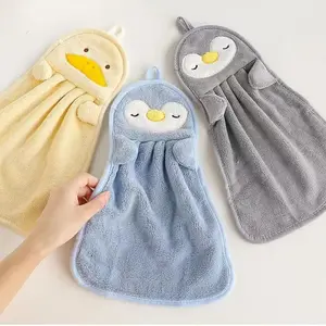 3PCS Animal Hand Towels - 14.5" x 9.8" Penguin & Duck Design with Hanging Loops | Super Soft for Kitchen, Bathroom (Grey/Blue/Yellow)​,summervibes Funny Apron Chicken Pattern Apron