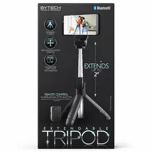 28in Extendable Phone Tripod with Bluetooth Remote, Foldable Smartphone Selfie Stick Stand, Vertical/Horizontal Phone Holder for Photos, Videos, Streaming, Vlogging & Video Calls