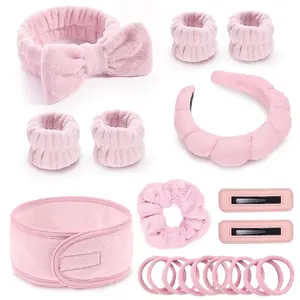 Viral 20-Pc Luxury Spa Gift Set – Puffy Bubble Headband, Bow Skincare Band & Face Wash Wristbands | Complete Aesthetic Makeup Hair Set with Clips, Scrunchie & 10x Ties | Baaz Prime Must-Have