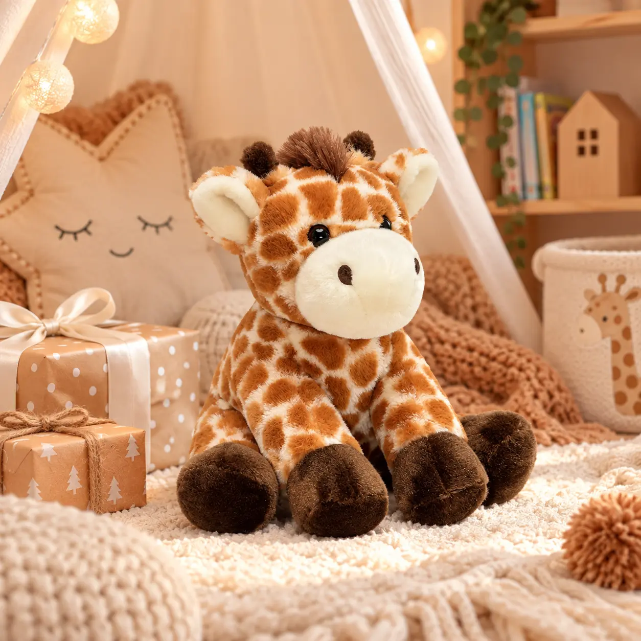 SNOWOLF Unisex 2LB 9in Weighted Giraffe Stuffed Animal Toy, Pp Cotton Cute Soft Cuddly Plush Doll, Stress Relief Gift for Kids' Birthday, Christmas