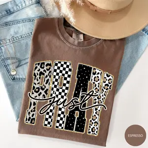 Comfort Colors Christian PRAY Leopard Checkered T-shirt, Retro Christian Print Design Christian Top, Faith Wear