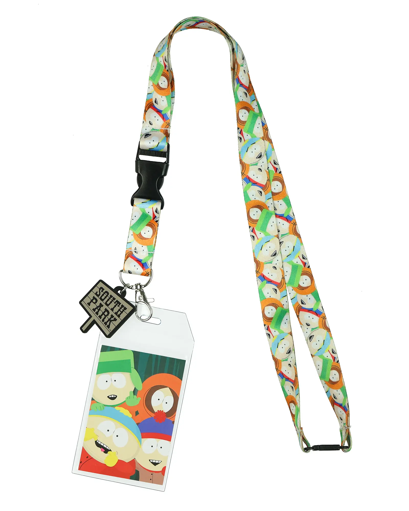 South Park Breakaway Lanyard Kyle Kenny Eric Stan Badge ID Holder With 1.5" Rubber Charm
