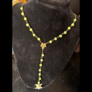 Python vertebra Canadian jade beaded rosary necklace