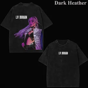 LIV MORGAN Double Sides Tee Vintage Queen T-Shirt Wrestling Graphic Top Unisex Menswear Dark Heather Classic Fit Comfortable Crew Neckline Short Sleeves