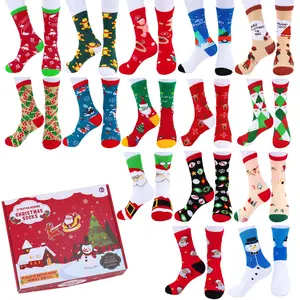【GARVEE】15 Pairs Crew Christmas Holiday Socks，Cozy Funny Cotton Knit Xmas Soft Socks for Woman, Multicolor, One Size
