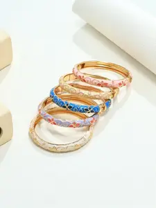 Vintage Flower Pattern Bangle, Boho Style Jewelry for Women & Girls, Trendy All-match & Exquisite Jewelry for Birthday Gift