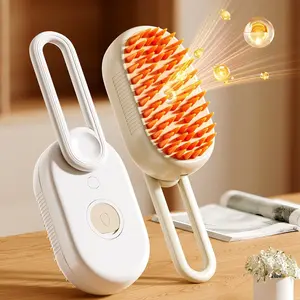 Water brush Pet Spray Massage Brush for Cats Dogs 3-in-1 Deshedding Cleaning Massage One-Click Nano Spray water tank USB Rechargeable Soft Rounded Bristles Gentle on Skin Hair Trapping Static-Free Design small animal steam Hair Brush with Mist Multifu