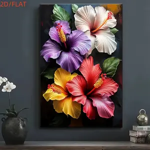 2D Flat-1pc Vibrant bright morning glory canvas print posters wall painting, modern floral wall arts decoration painting for living room, bedroom, dining room, office, corridor, dormitory, wall decoration, home decoration