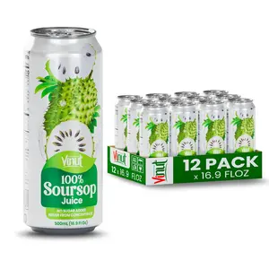 Vinut 100% Soursop Juice 12 Pack & 24 Pack No Added Sugar Tropical Beverage 16.9 Fl Oz Pure Clean Premium Quality