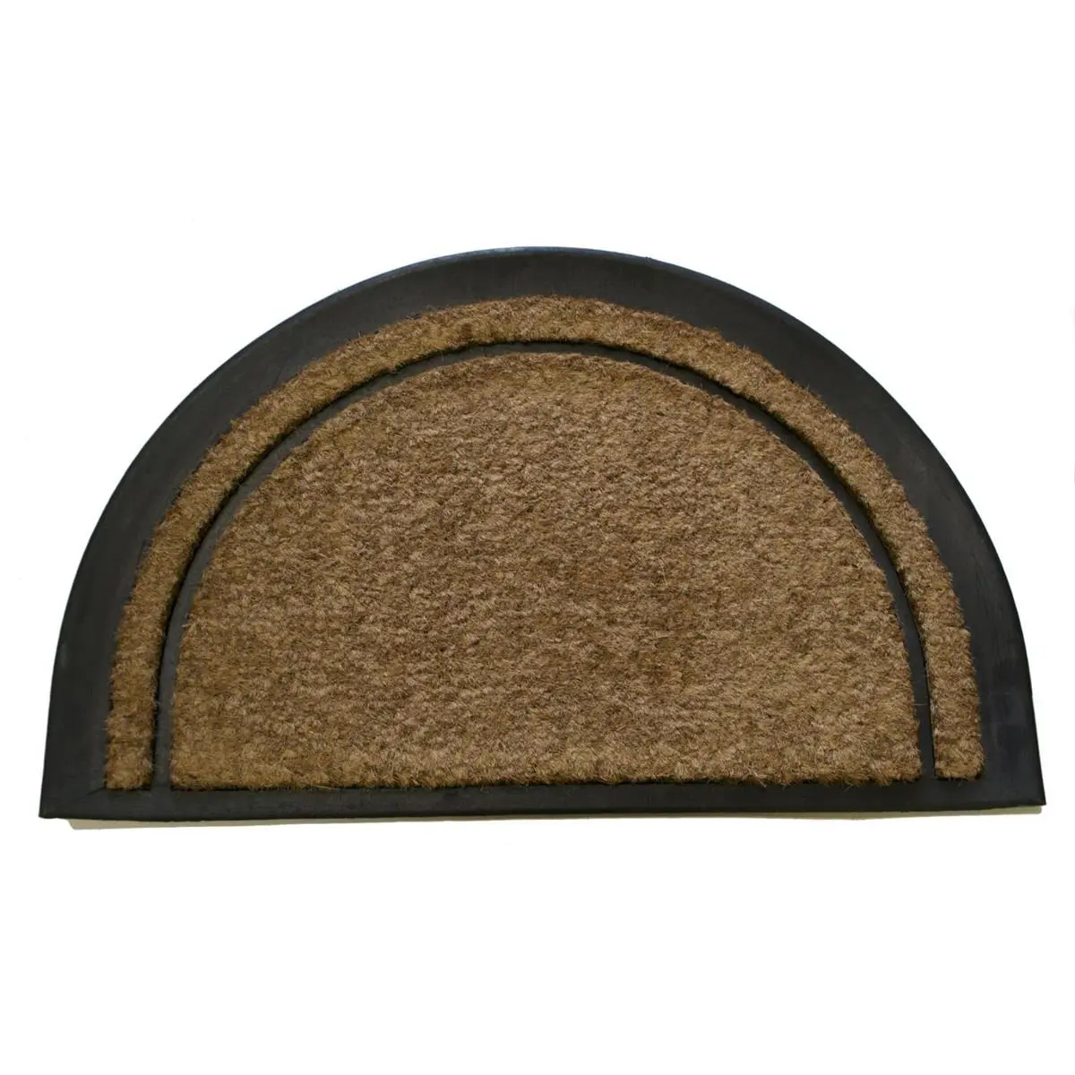 20" x 32" Durable Classic Half-Round York Plain Coir Doormat, Coir Fiber Mat with Anti-Skid Rubber Base (Anti-Skid Base), Black Border, Superior Scrubbing Power for Heavy Traffic Areas