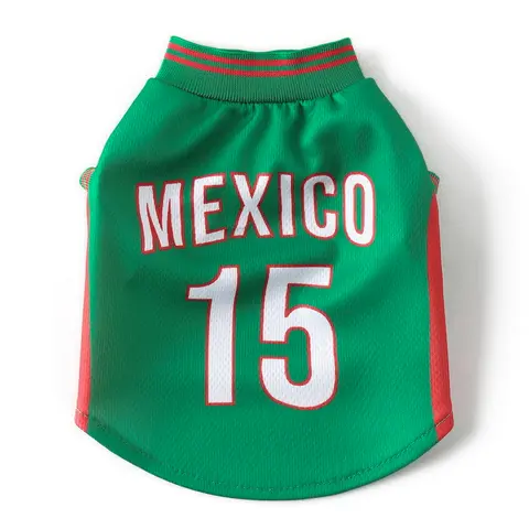 Dog Mexican Independence Day Jersey Costume - Summer Breathable Cooling Mesh Fabric Clothing, Stylish Lightweight Soccer Sportswear Shirt to Stay Cool and Comfortable