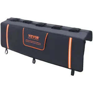 VEVOR Tailgate Bike Pad, 53 Truck Tailgate Pad Carry 5 Mountain Bikes, Upgraded Grooves Tailgate Protection Pad with Reflective Strips and Tool Pockets, with Camera Opening for Mid-Size Pickup Trucks