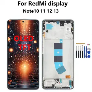 OLED/TFT for Xiaomi Redmi Note 10 11 12 13 Screen Replacement  LCD Screen Display Touch Digitizer Assembly with Tools (Black with Frame)