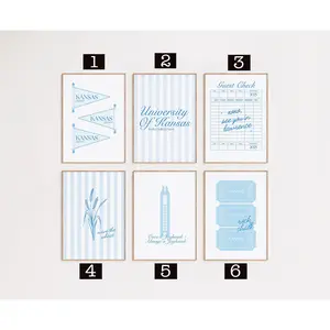 University of Kansas Wall Art Set, Home of Jayhawks Preppy Dorm Decor, Mountaineer Pride, Girly College Dorm Room Decor, College Theme Poster