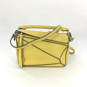 Pre-owned Loewe Leather Crossbody Bags Calfskin Mini Puzzle Bag Yellow JL002