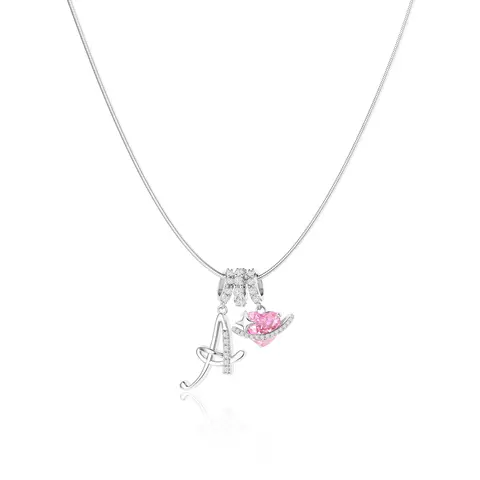 KOPERIN Personalized Initial Heart Necklace for Women, 14K Gold Plated A-Z Letter Pendant with Multiple Charms & Adjustable Chain, Hypoallergenic Dainty Monogram Jewelry, Valentine's Day GF Gift, Cute Shiny Dainty Girly Necklaces