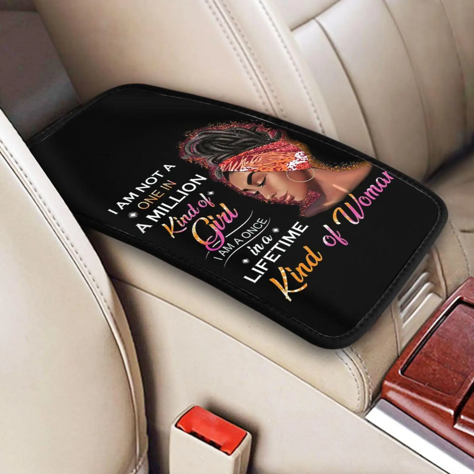 Slogan Pattern Car Armrest Pad, Car Center Console Soft Armrest Cover with Non-slip Base & Convenient Band, Universal Car Interior Decoration Accessor
