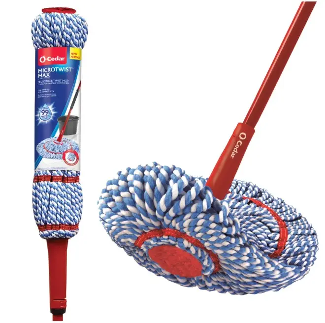 O-Cedar MicroTwist MAX Microfiber Mop, Removes 99% of Bacteria with Just Water