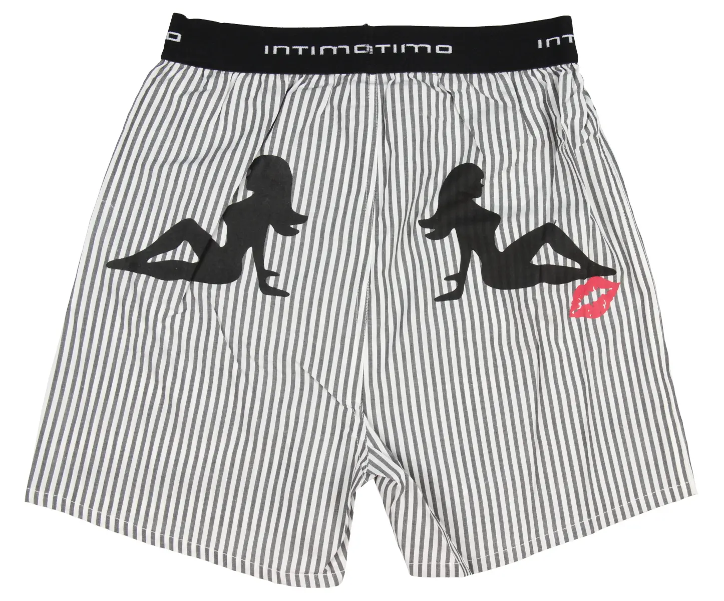 INTIMO Men's Mudd Flap Boxer Short Underwear Funny Loungewear, Stripe, Menswear, Graphic, Print, Cotton