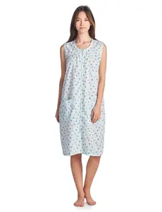 Casual Nights Women's Zipper Front House Dress Duster Sleeveless Housecoat Lounger Robe
