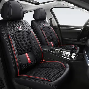 5-Seat Nappa Leather Perforated Breathable Universal Car Seat Covers Full Set, Full-Surrounded Front & Back Cushion Protector, Fit for Most Cars, SUVs, Trucks, Sedans