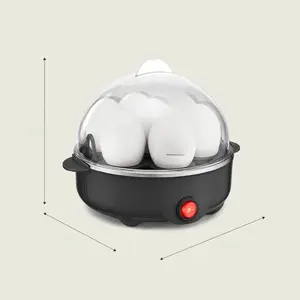 Egg Cooker, Rapid Boiler & Poacher, Meal Prep Essential, Family Sized Meals: Make Up To 7 Large Boiled Eggs, Dishwasher Safe Lid with Cool-Touch Handles, Poaching Tray Included, Black
