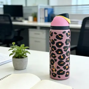 Owala 32oz Pink Leopard Print Insulated Bottle Trendy Leak-Proof for Daily Commute & Street Style Perfect for On-the-Go candy coated life easy drinking tumblers large cup holiday use water
