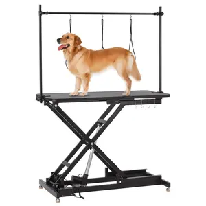 Garvee 47" Electric Dog Grooming Table - Heavy Duty, Height Adjustable Pet Grooming Table w/Leveling Wheels, Dog Grooming Arm, Non-Slip Rubber Surface, Max Load 264 Lbs, Black