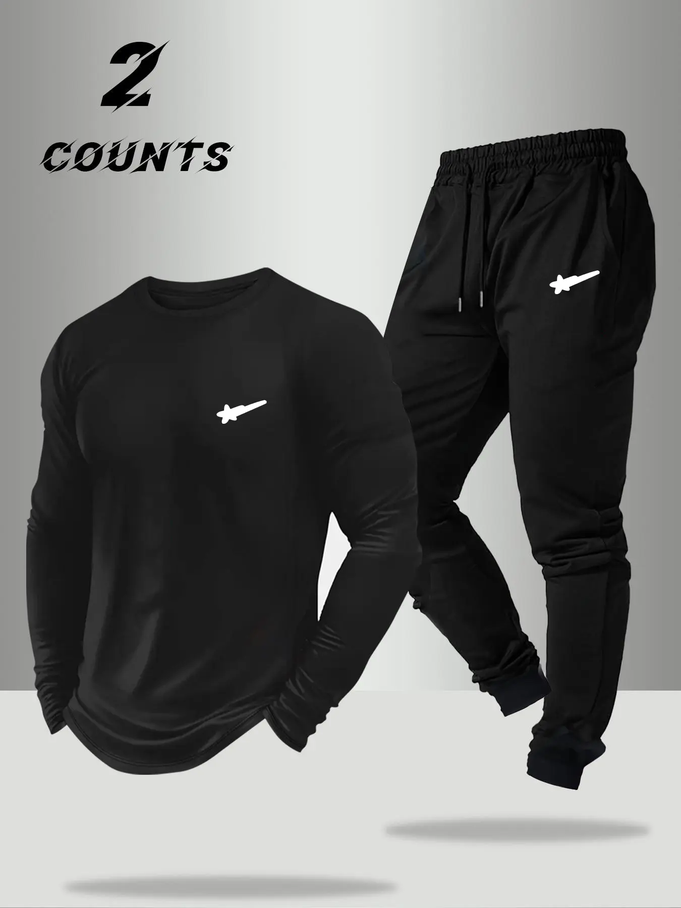 Men's Two-Piece Set, Athleisure Wear Set, Athletic Tracksuit Set, Premium Fabric, Classic Simple Design, Perfect for Casual Sports, Shopping, and Exercise, Training Clothes, Sporty Style Outfits, Workout Gym Clothing, Workout Sets