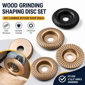 5Pcs Angle Grinder Wood Cutting Disc Set – 4” & 4-1/2” Carving Attachments, 5/8” Arbor, Grinding Wheel for Stump Removal, Shaping, & Smoothing – Heavy Duty