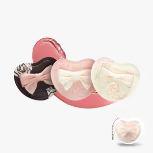 Momo‘s Workshop Rosy Reverie Cupid Mallow Puff、Suitable for foundation、 Concealer、 Blush、Handle makeup details、 Three different bow heart powder puffs、 Exquisite and cute、Durable、 Cosmetics、 Travel Friendly & Reusable & Storage Case