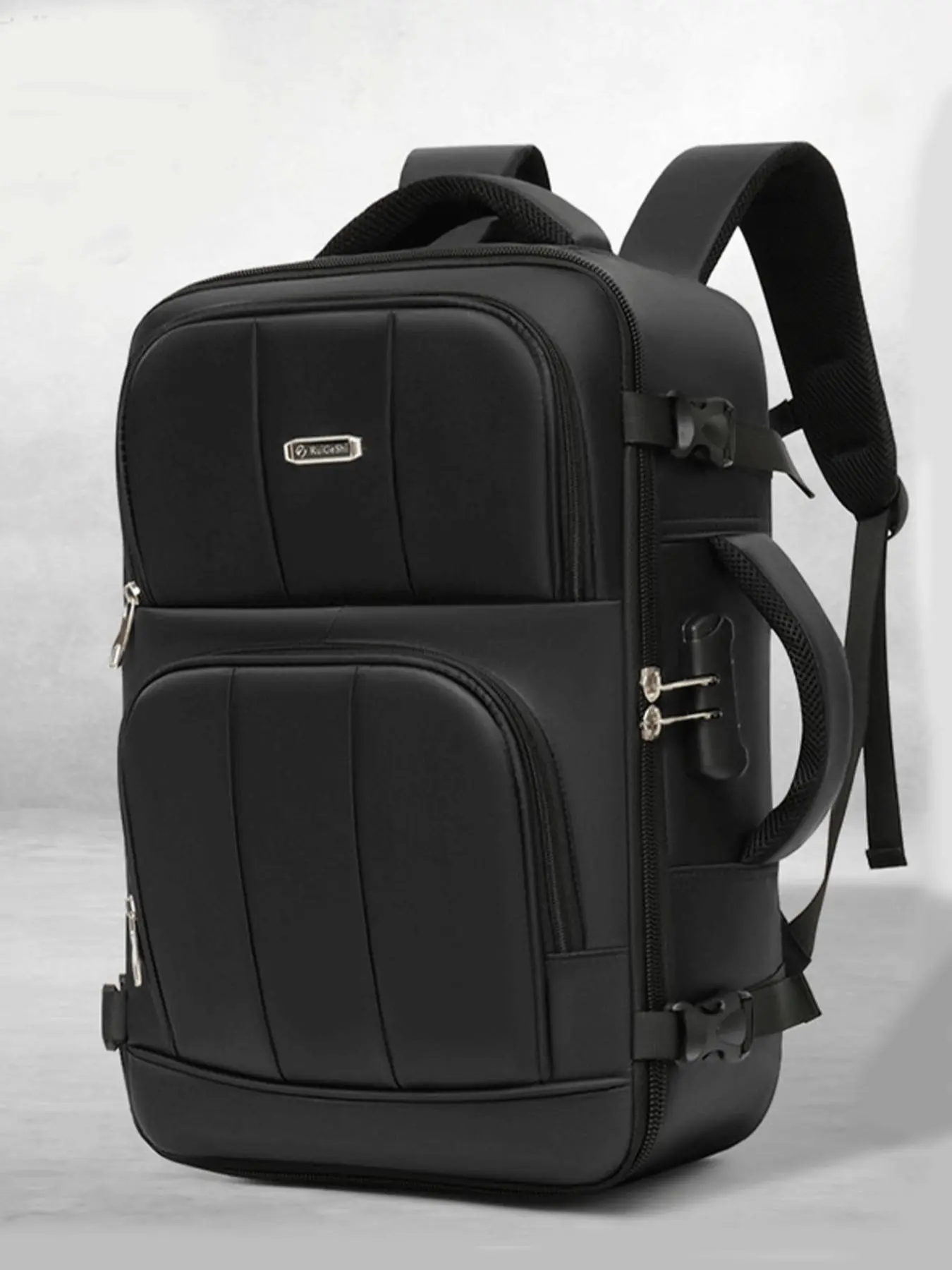 Men's Business Multi-functional Backpack, Large Capacity Multi-pocket Backpack, Casual Solid Color Traveler Essentials Backpack for Commuting & Outdoor Travel