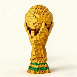 World Cup Soccer Trophy Building Blocks, Sports Award Cup, Football Match Trophy, Home Decor Toy, Champion Trophy, World Cup Theme, DIY Building Model