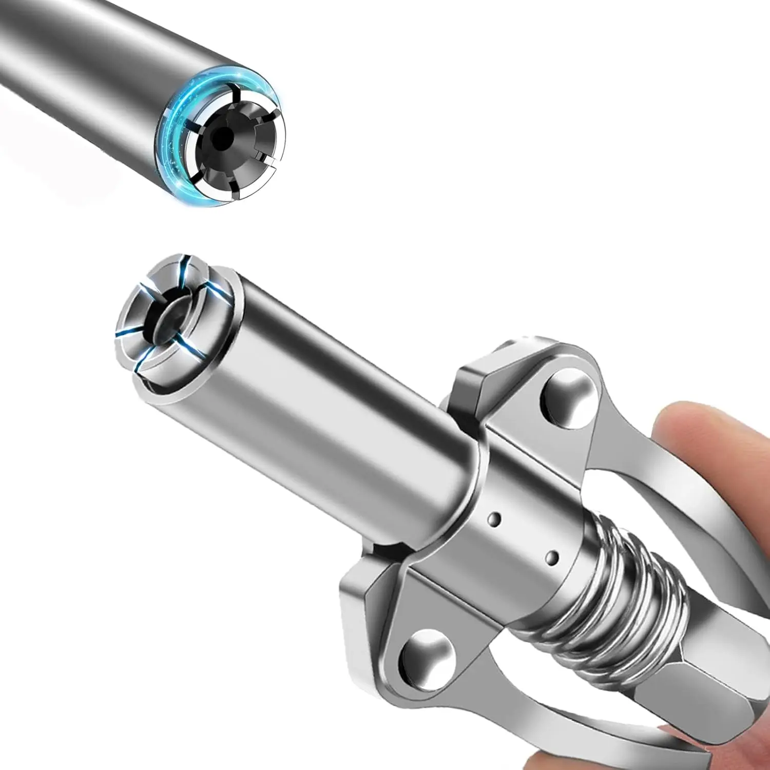 Grease Gun Coupler, 6 Jaw Locking Grease Gun Tip, 12000 PSI High Pressure Leak Proof Grease Coupler, Quick Release Grease Gun Nozzle, 1/8" NPT Compatible With All Grease