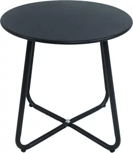 EortheX Small Metal Coffee Side Birstro Table – Sturdy & Weather-Resistant Accent Table for Patio, Balcony Indoor Outdoor Use - Metal Black
