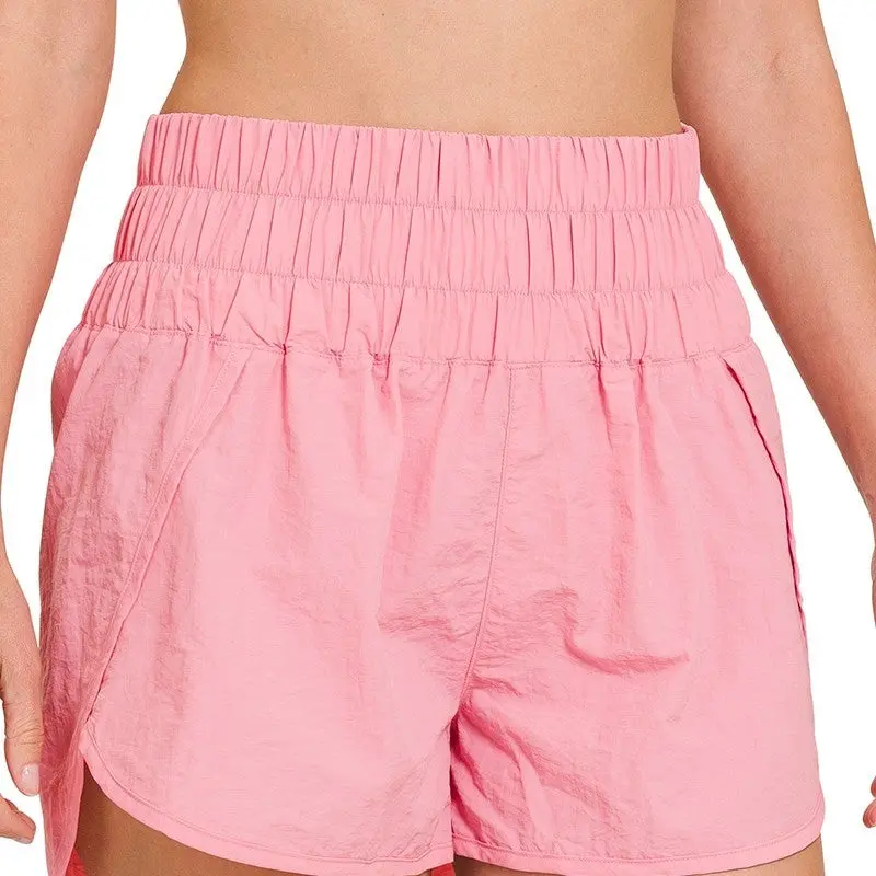 WINDBREAKER SMOCKED WAISTBAND RUNNING SHORTS #1178G7