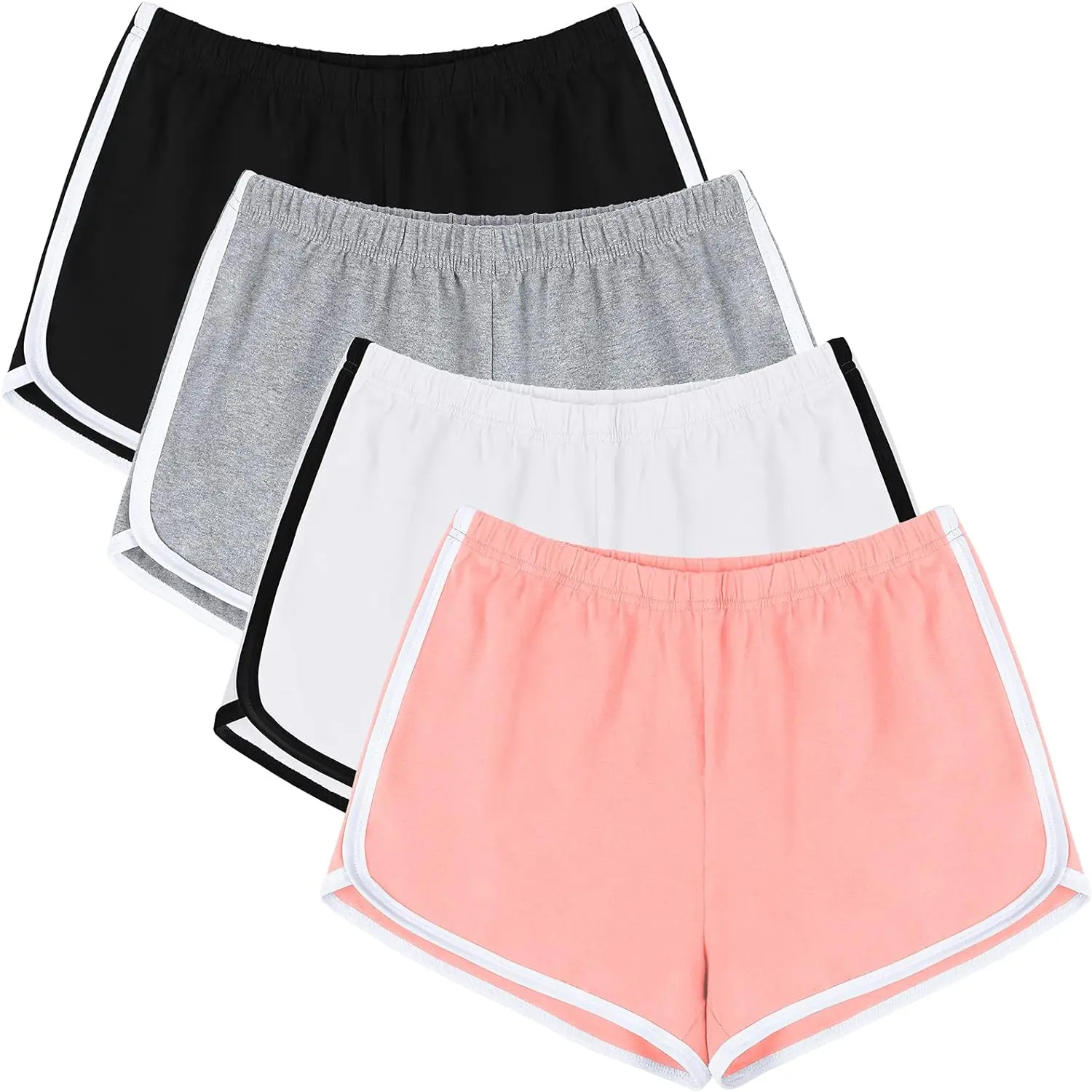 URATOT 4 Pack Yoga Short Pants Cotton Sports Shorts Gym Dance Lounge Shorts Dolphin Running Athletic Shorts for Women URATOT