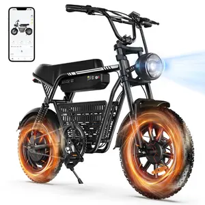 【Summer Outfit】E6 Mini Electric Bike for Adults,1000W Electric Bike, 20+ MPH & 30Miles,16" All Terrain Fat Tire,Smart APP, GPS Location (iOS Compatible) Full Suspension Moped E-Bike,DealsForYouDays summerwins