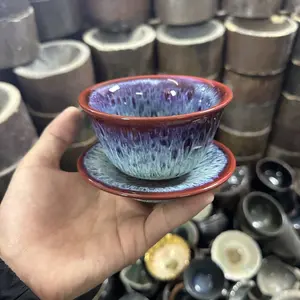 This Jun Porcelain Gaiwan’s kiln-change glaze is next-level (purple + blue gradient magic)  #JunPorcelain #ChinesePottery #KilnGlaze-704