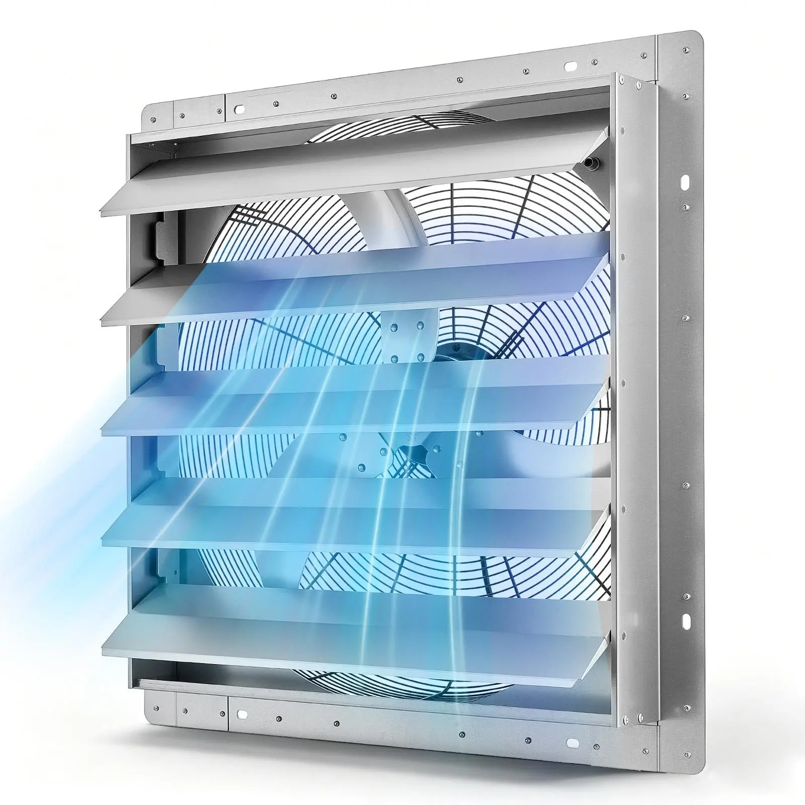 【SummerFinds】VEVOR 24 Inch Shutter Exhaust Fan Wall Mounted Automatic Louvers Silver, Sturdy Steel Housing, Low Noise, AC Motor, 7030 CFM Ventilation and Cooling for Attic, Garage, Barn, Greenhouse, Workshop