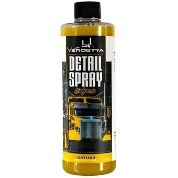 Vendetta Enforcer Quick Detailer Spray - 16 Oz Leather Scent, Spray-On Vinyl Wet Wax, Quick Detailing Coating, Liquid Car Wax, High-Gloss Finish, Spray-On Vinyl Wet Waxes