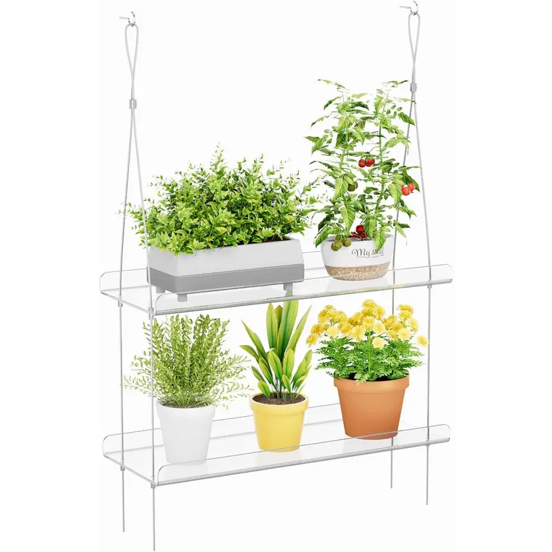 Lifewit Adjustable Acrylic Hanging Plant Holder - Hanging Plant Stand, 2-4Tier Floating Window Shelf for Indoor Gardening, Herbs, Succulents, Home Decor, Small Spaces, 20 lbs Capacity, Easy to Clean
