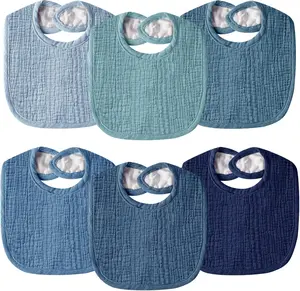 Muslin Baby Bibs for Unisex Boys Girls, Cotton Drool Bibs, Adjustable Newborn Bibs for Drooling and Teething